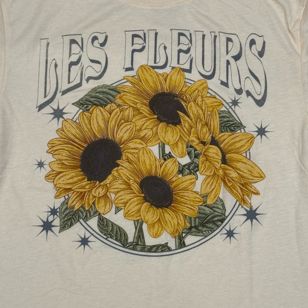 NWOT Awake Cream Sunflower Graphic Tee - Picture 2 of 3